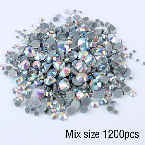 Mélange de 1200 pièces de strass cristal brillant | Mélange de pierres AB Flatback, pour vêtements, bricolage, décoration, livraison gratuite ► Photo 1/6