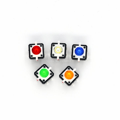 Interrupteur à bouton-poussoir Tactile momentané, 5 pièces/lot, avec lumières LED (rouge, jaune, bleu, vert, blanc) ► Photo 1/1