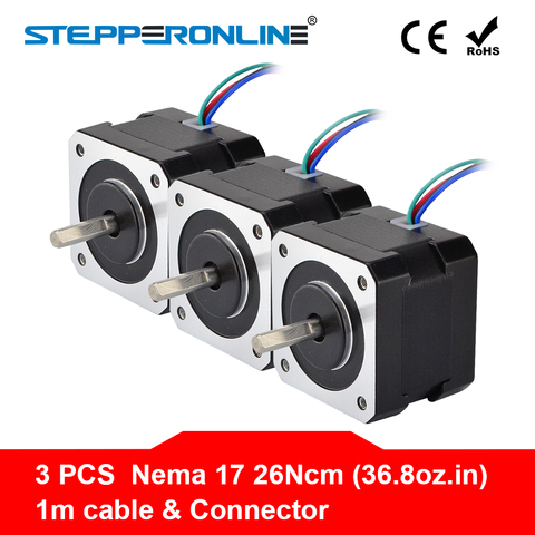 Moteur pas à pas Nema 17, 34mm, 26ncm (36.8oz.in), 0,4a, 12V, 42bygh, 4 fils, CNC Reprap, imprimante 3D, 3 pièces ► Photo 1/5