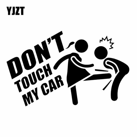 YJZT – autocollant de voiture en vinyle, dessin animé drôle, ne touche pas ma voiture, Jdm, noir/argent, C26-0029 ► Photo 1/6