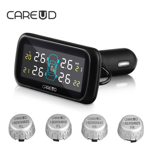 CAREUD – système de surveillance de la pression des pneus U903, TPMS, électronique de voiture, sans fil, avec capteurs externes de batterie remplaçable, écran LCD ► Photo 1/6