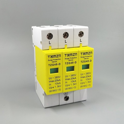 Dispositif antisurtension pour maison, dispositif de protection contre les basses tensions, AC SPD 3P 10KA ~ 20KA D ~ 385V ► Photo 1/1