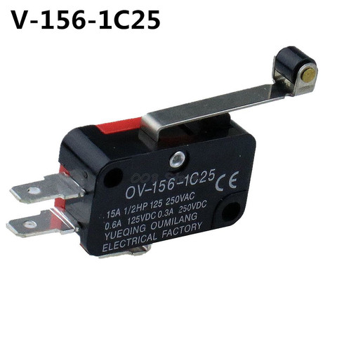 1 pièces Micro-interrupteur à levier Long ca 250V 15A V-156-1C25 SPDT Micro-interrupteur à levier ► Photo 1/3