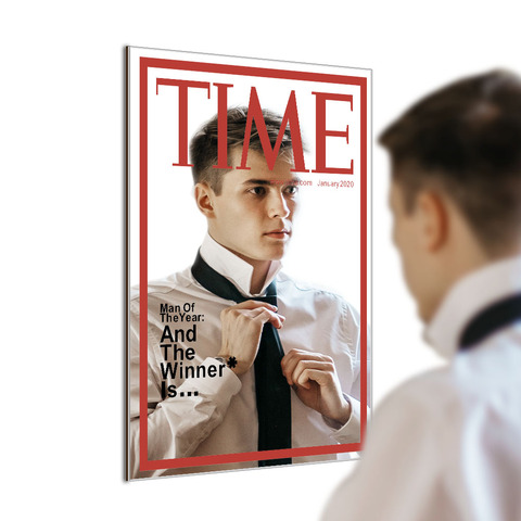 Couverture du Magazine Time-miroir homme de l'année, miroir suspendu, décoration murale de Bar pour la maison, réflecteur, cadeau amusant ► Photo 1/5