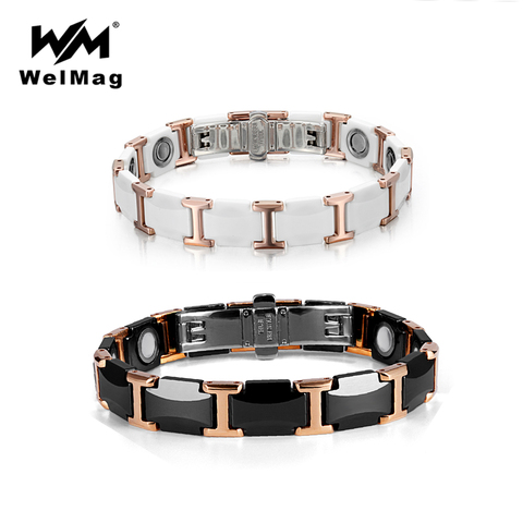 WelMag-Bracelet en céramique tungstène, Bracelets magnétiques forts, pour la santé, énergie, bijoux de luxe pour femmes et hommes ► Photo 1/6