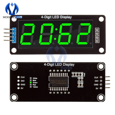 Module d'affichage LED vert à 4 chiffres, 0.56 pouces, 0.56 pouces, 7 Segments, horloge tubulaire, Module à Double points, pour Arduino, TM1637 ► Photo 1/6