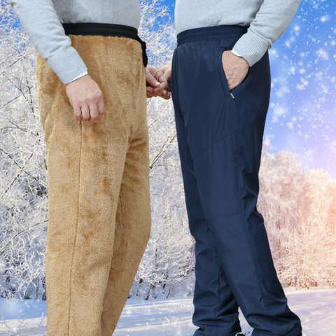 Pantalon d'hiver Super chaud pour hommes, Double couche, classique, en laine Cargo, pantalon Baggy épais, velours, polaire, en coton, pour jogging ► Photo 1/5
