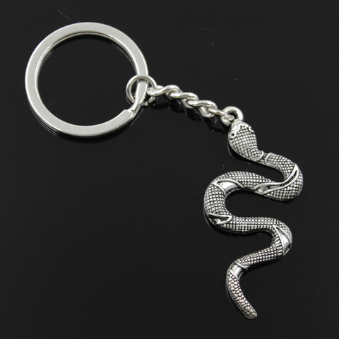 Porte-clés 30mm pour hommes, chaîne Vintage, Cobra serpent, 53x23mm, couleur argent, pendentif cadeau, nouvelle mode support métallique ► Photo 1/5