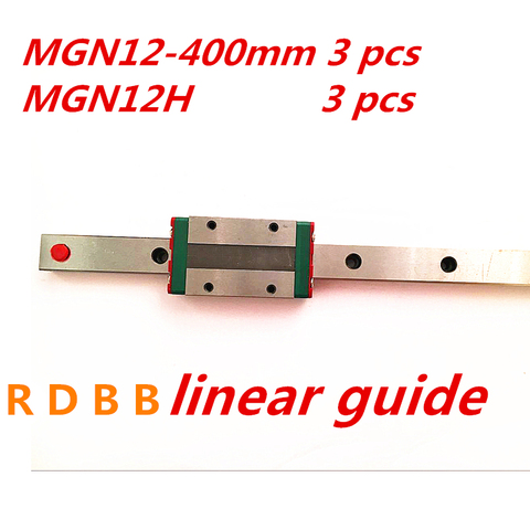 3 pcs Kossel Mini pour 12mm Guidage Linéaire MGN12 400mm linéaire rail + MGN12H Long transport linéaire pour CNC X Y Z Axe 3d imprimante partie ► Photo 1/1