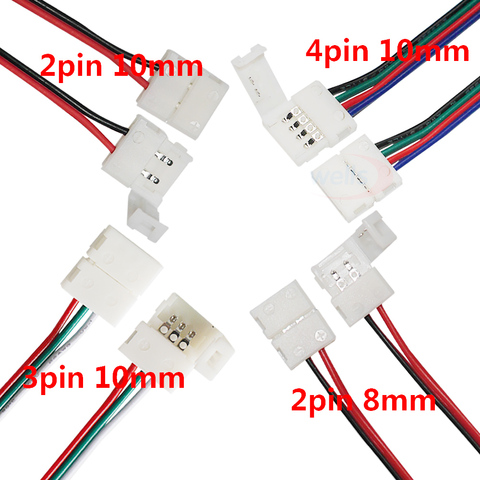 Connecteur adaptateur PCB 5 pièces, 2 broches, 3 broches, 4 broches, 8mm 10mm LED pour 3528 5050 couleur unique RGB LED bande lumineuse ► Photo 1/6