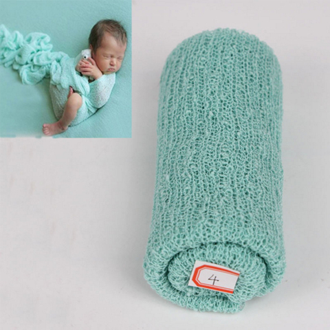 Couverture en tricot extensible pour nouveau-né, accessoire de photographie de bébé, doux, 20 couleurs ► Photo 1/6