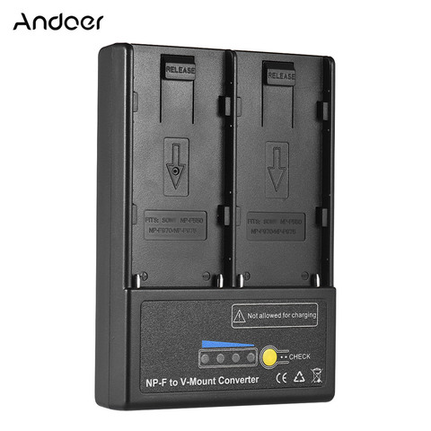 Andoer NP-F à v-mount batterie convertisseur adaptateur plaque avec double fente pour NP-F550 NP-F750 série de haute qualité NP-F970 ► Photo 1/6