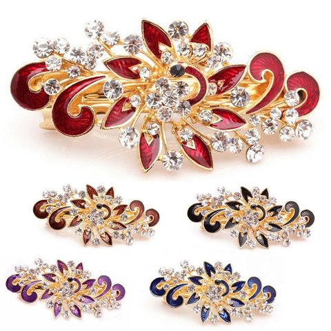 Clip à cheveux en métal coloré 1 pièce, avec strass scintillants en cristal, paon, épingle à cheveux pour femmes et filles, barrette de coiffure, outil de coiffure ► Photo 1/6