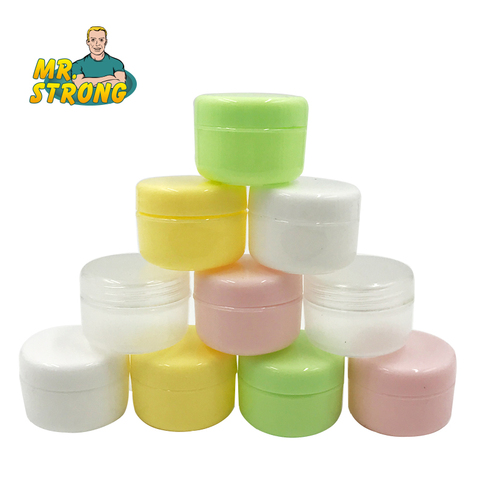 10 pièces bouteilles rechargeables en plastique vide Pot de maquillage Pot voyage crème pour le visage/Lotion/cosmétique conteneur 5 couleurs 10g ► Photo 1/6