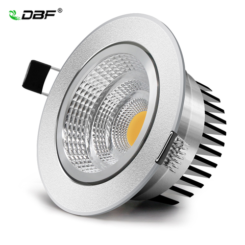 [DBF] argent rond Dimmable encastré LED COB Downlight 6W/9W/12W/18W encastré LED plafonnier 3000K 4000K 6000K AC90-265V ► Photo 1/6