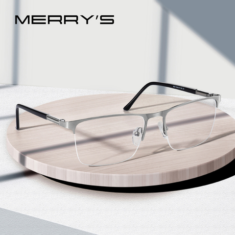 MERRYS-lunettes pour hommes, monture en alliage de titane, monture ultralégère, monture pour les yeux, myopie, Prescription demi-optique, S2031 ► Photo 1/6