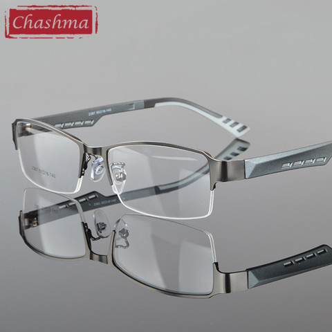 Chashma – lunettes pour hommes, monture en acier inoxydable à demi-bord, tr90 bras, monture de lunettes optiques, myopie masculine ► Photo 1/1