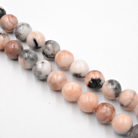 Perles en pierre naturelle zèbre rose, 4 à 12mm, grosses perles pour la fabrication de bijoux, accessoires de mode, DIY, livraison gratuite, brin 15 pouces ► Photo 1/1