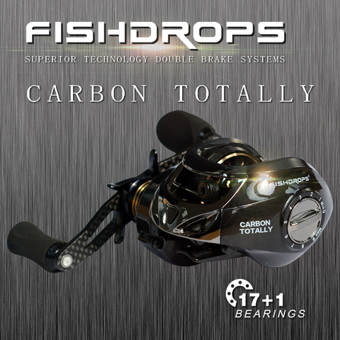 Fishdrops moulinets de pêche Baitcasting Reel Gauche Main Droite Full Carbon fibre Corps Double Système De Frein rapport de transmission 7.2: 1 ► Photo 1/6