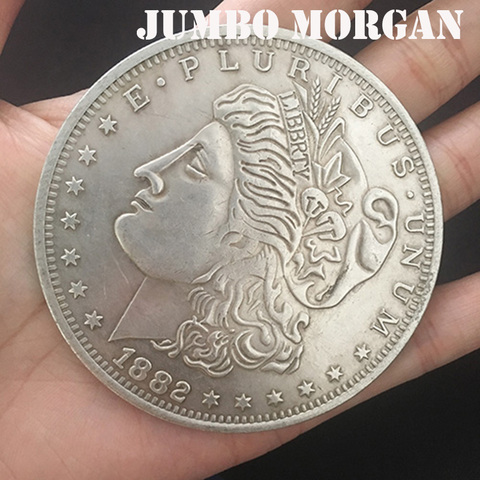 Tours magiques Jumbo Morgan Dollar (7cm), magicien Close Up Street, accessoires d'illusions apparaissant pour pièce de monnaie disparu ► Photo 1/6