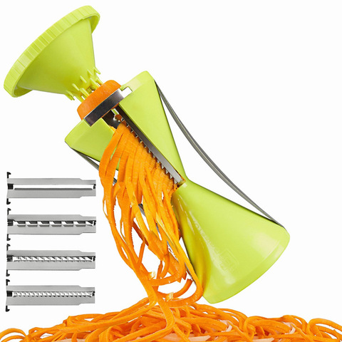 Livraison directe outils de cuisine 4 lames légumes spirale trancheuse râpe Spiralizer pour carotte concombre Courgette Spaghetti ► Photo 1/6