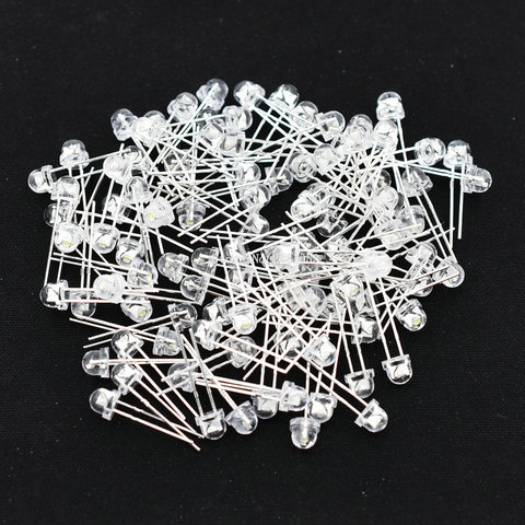 Perles LED Super brillantes de 5mm, 100 pièces/lot, blanc clair, Diode électroluminescente, chapeau de paille, astigmie ► Photo 1/1