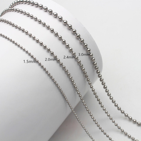 Chaîne de perles en acier inoxydable pour chien, 2.5M, 1.5mm, 2.0mm, 2.4mm, 3.0mm, mm, boule, chaîne d'extension de collier ► Photo 1/6