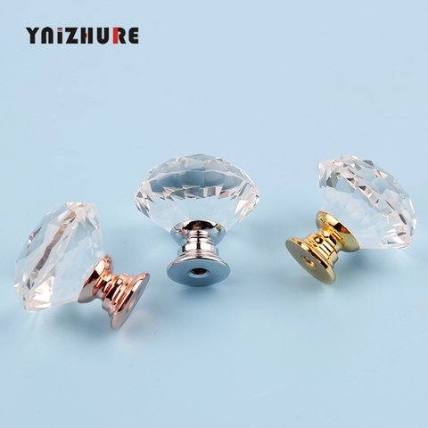 YNIZHURE-poignées de meuble et poignée de meuble, boutons en cristal en forme de diamant pour tiroirs et placard ► Photo 1/6