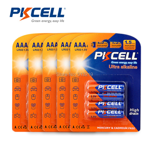 PKCELL – piles alcalines AAA 1.5V lr03 AM4 E92, piles primaires et sèches pour appareil photo et calculatrice, 5 paquets/20 pièces ► Photo 1/6