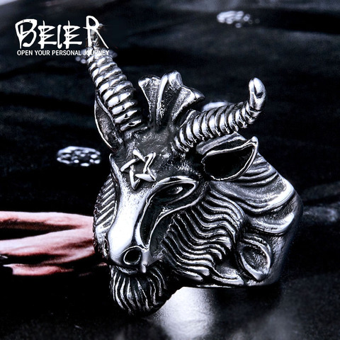 Beier – bague Viking sheep Pop pour homme, anneau en acier inoxydable 316L avec étoile à cinq branches, bijoux de haute qualité, LLBR8-182R ► Photo 1/6