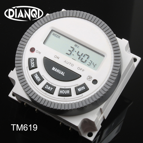 DIANQI TM619 AC220V 230 V 240 V 16A minuterie numérique contrôleur 7 jours hebdomadaire Programmable minuterie interrupteur/heure/Minute compte pour la maison ► Photo 1/5