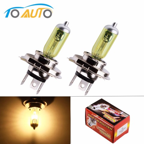 Ampoule halogène antibrouillard jaune 12V H4 55W, 2 pièces, lampe haute puissance, Source de lumière pour voiture, tête de parking, 60/55W 3000K ► Photo 1/6