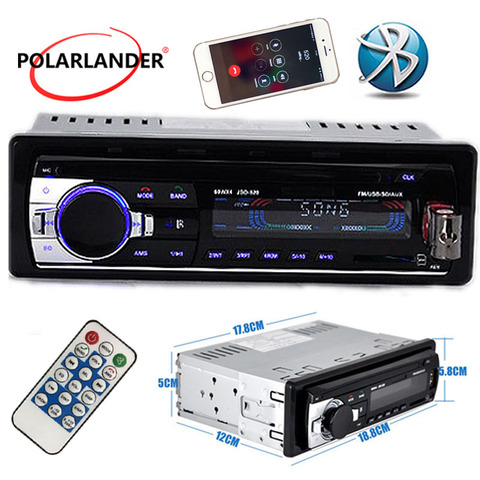 Polarlander bluetooth autoradio lecteur MP3 FM USB SD TF AUX IN 12V 1 Din avec télécommande Auto électronique Subwoofer ► Photo 1/6