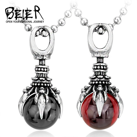Beier – collier à la mode en acier inoxydable 316L, pendentif avec pierre rouge/noire, LLBP8-122P ► Photo 1/5