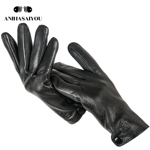 Gants d'hiver en cuir véritable pour hommes, gants simples et durables, gants d'hiver en cuir véritable pour hommes-8011N ► Photo 1/6