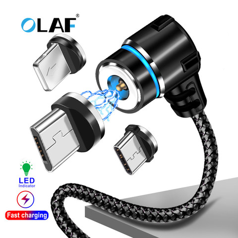 OLAF – câble magnétique USB Micro et Type C 90 degrés, Charge rapide, pour téléphone portable, iPhone ► Photo 1/1