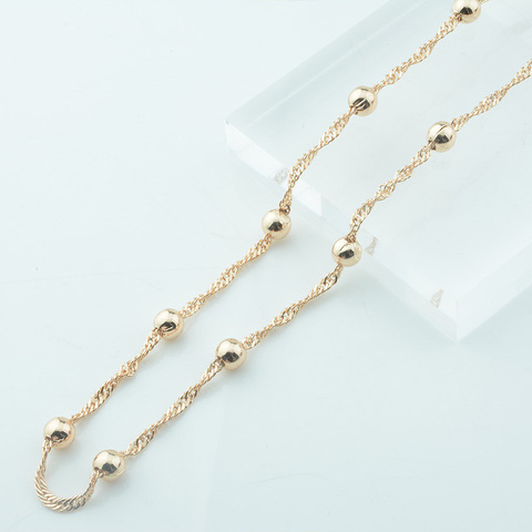 Collier de perles couleur or Rose pour femme, 3 choix au choix, 50/60cm, 3 perles, boucles, chaîne, 585 ► Photo 1/4