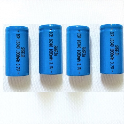 Shsee – lot de 4 batteries Li-ion, rechargeables, LifePO4, 3.7V, 1000mAh, CR123A, 123A, CR123, 16340 ► Photo 1/3