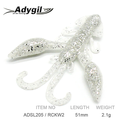 Adygril – leurres de pêche souples en silicone, 10 pièces, 51mm, 2.1g, ADSL205/RCKW2 ► Photo 1/6