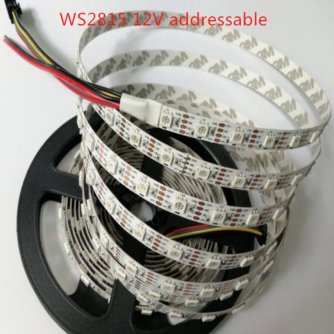 Bande de 5050 diodes adressables individuellement, DC12V WS2815 (mise à jour WS2813) 30/60/144 diodes/m; pcb blanc/noir IP30 IP65 IP67 ► Photo 1/6