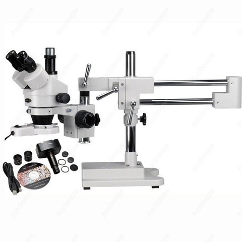Microscope à flèche stéréo, appareil photo + caméra de 1.3M et lumière fournitures de Microscope 7x-45x ► Photo 1/6