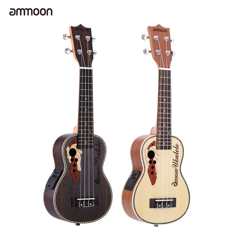 Ammoon – Ukulele acoustique en épicéa de 21 pouces, Mini guitare à 4 cordes avec micro EQ intégré, Instrument de musique à cordes ► Photo 1/6