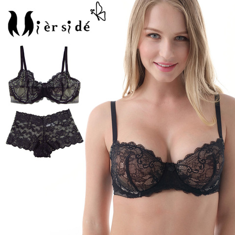 Mierside-ensemble de soutien-gorge en maille simple Transparent pour femmes, culotte Sexy, culotte transparente, collection 7607 ► Photo 1/1