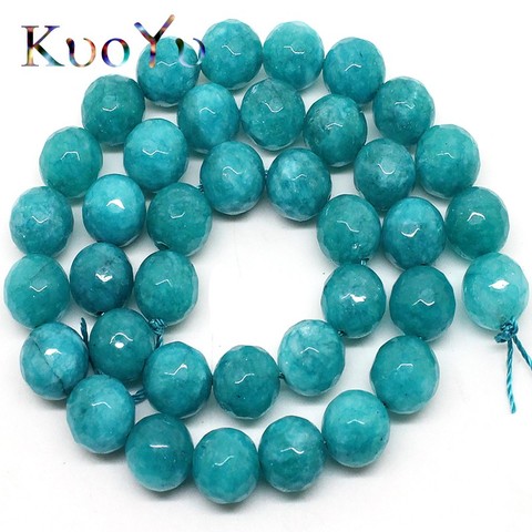 Perles en pierre bleue naturelle à facettes, rondes et amples, pour la fabrication de bijoux, 15 