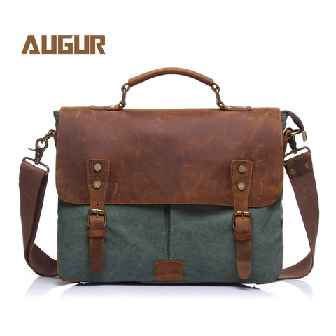 AUGUR – sac à main Vintage pour hommes, sac à bandoulière en cuir véritable, porte-documents pour ordinateur portable de 14 pouces ► Photo 1/6