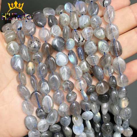 Perles de Labradorite grise naturelle irrégulière 8-10mm, perles d'espacement amples pour la fabrication de bijoux, accessoires de collier de 15 pouces ► Photo 1/6