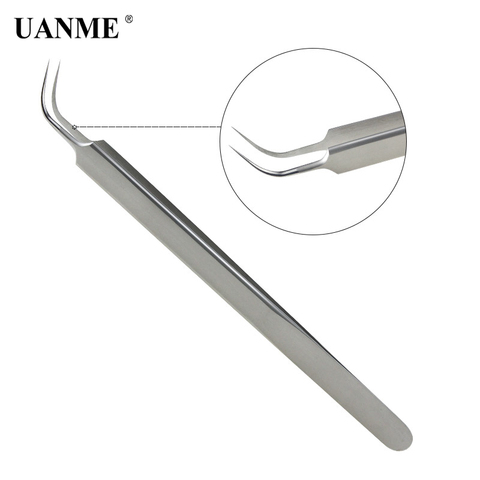 UANME Ultra Précision Pincettes acier inoxydable Courbé Pince À Épiler Pinces avec Pointe Fine ► Photo 1/3