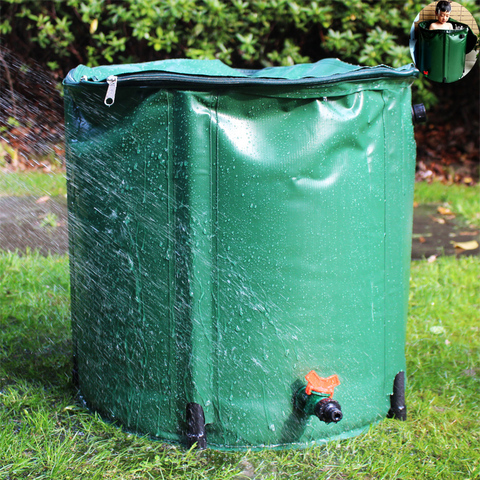 98L baril de pluie pliable eau de pluie récolte réservoir d'eau jardin fort PVC pliable réservoir de collecte conteneur avec ruissellement ► Photo 1/6