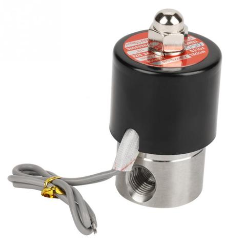 Valve 304 acier inoxydable DC 12V /4 électrovanne électrique N/C normalement Type vanne pour le transfert de gaz d'huile d'air de l'eau ► Photo 1/6