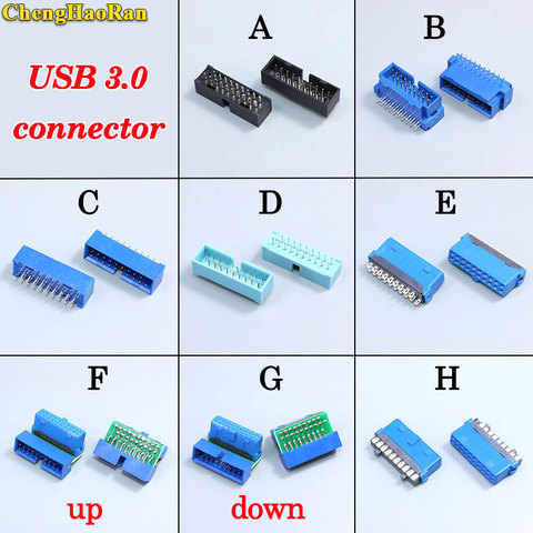 ChengHaoRan – connecteur USB 3.0 90 /180 degrés, 1 pièce, 20 broches, 19 broches, pour carte mère, plaque de connexion, IDC ► Photo 1/3